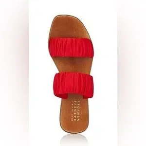 Barneys New York Red Slide Sandals Barneys New York + Suede Double-Band Slides main image 3
